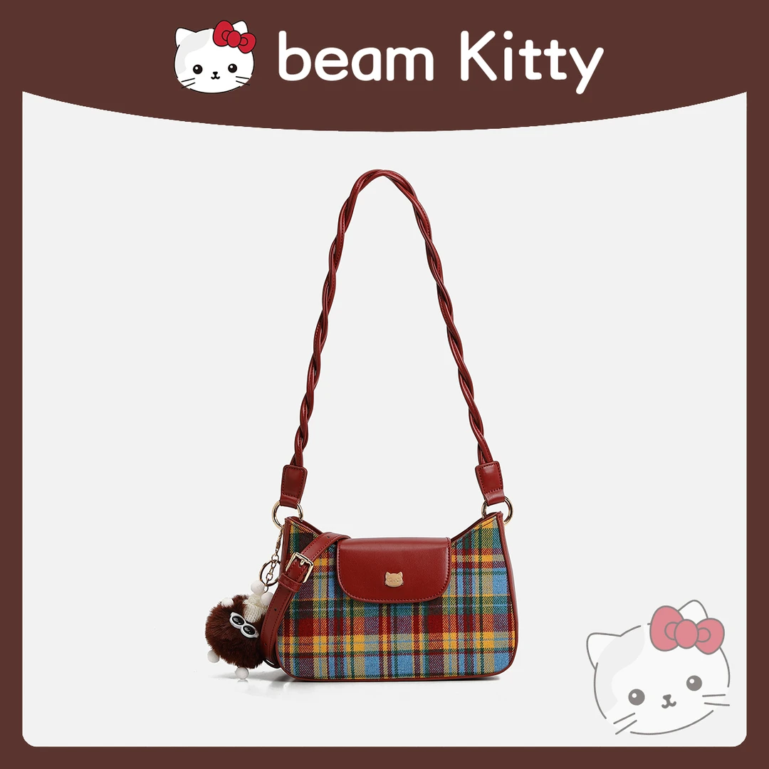 【GLi-婉瑜甄选】beam Kitty/格纹翻盖腋下包女斜挎包-A5563-2
