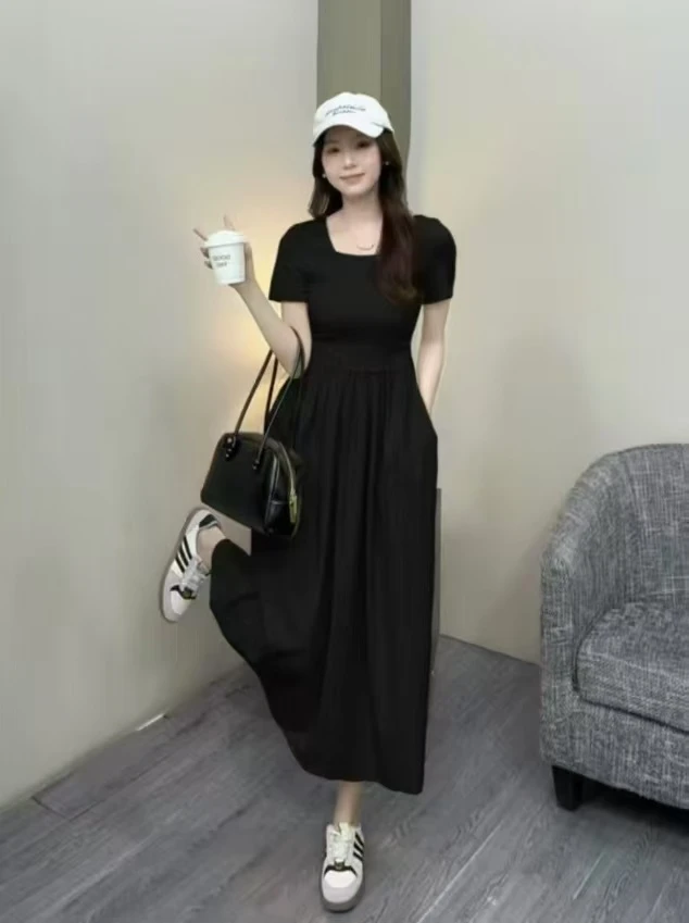 玲玲服饰【3892】腰上抽绳连衣裙