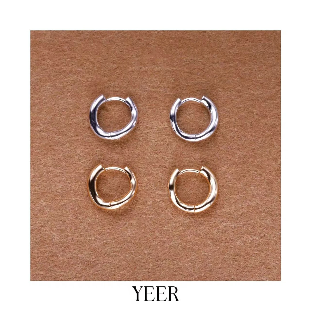 925银耳饰 YEER 小众极简高级感纯银扭转耳圈 不规则圈圈耳环百搭