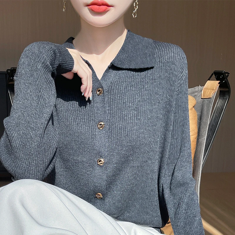 可机洗  精纺羊毛天丝 不缩水不起球针织开衫 弹性大很舒服贴身