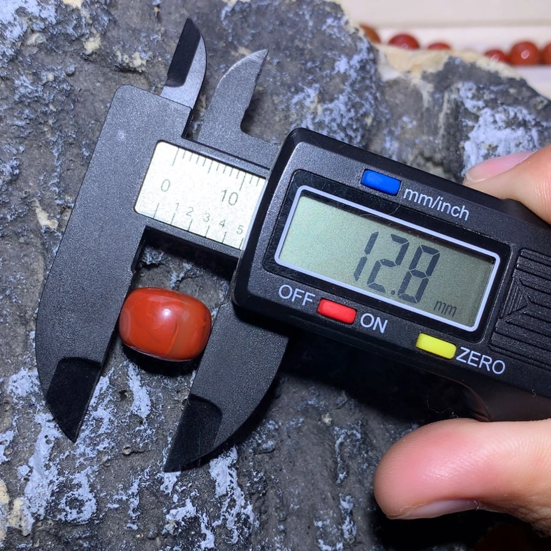 南红玛瑙未镶嵌满肉火焰纹柿子红墩子12.8×9.7