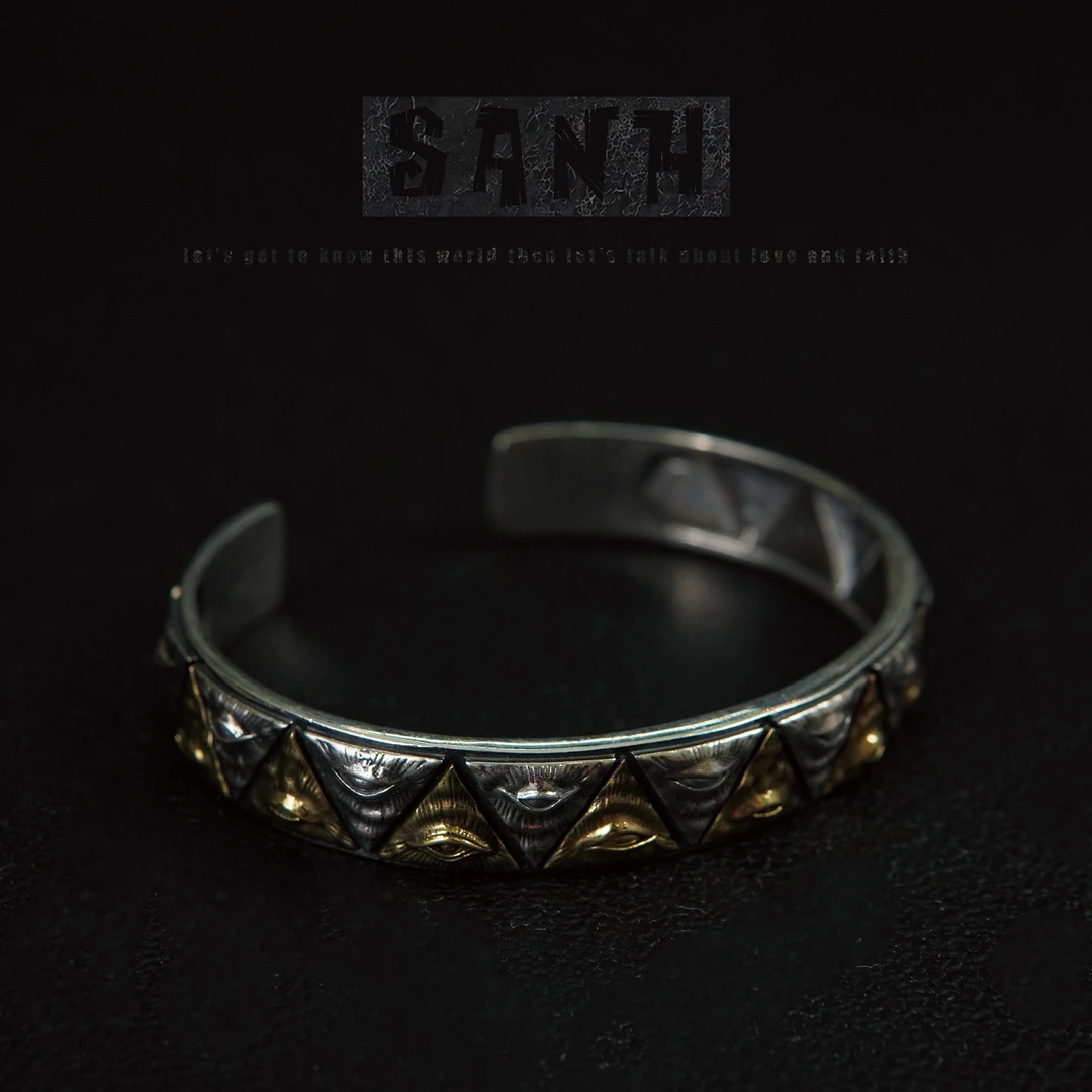 925银手镯 SANH小众【全视之眼手镯】925银简约做旧百搭