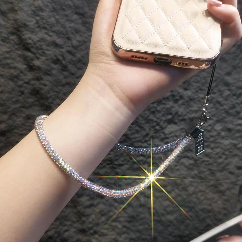 手机挂绳短款手腕水钻挂链高端女款奢华长款挂脖满钻挂饰时尚挂件
