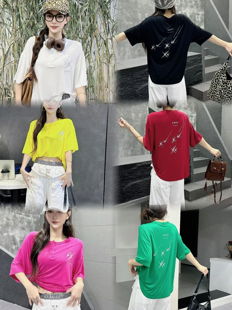 N9590莫代尔极简风宽松欧美风短袖T恤休闲男女同款