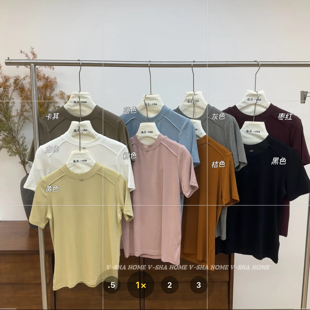 薇莎5160【现货】80-150斤蛇标直角肩线圆领短袖T恤女