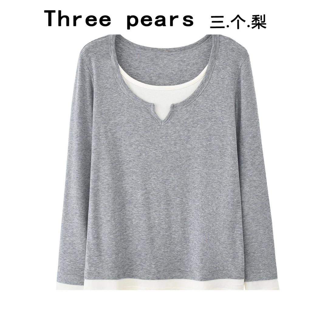 慵懒风假两件长袖T恤9369