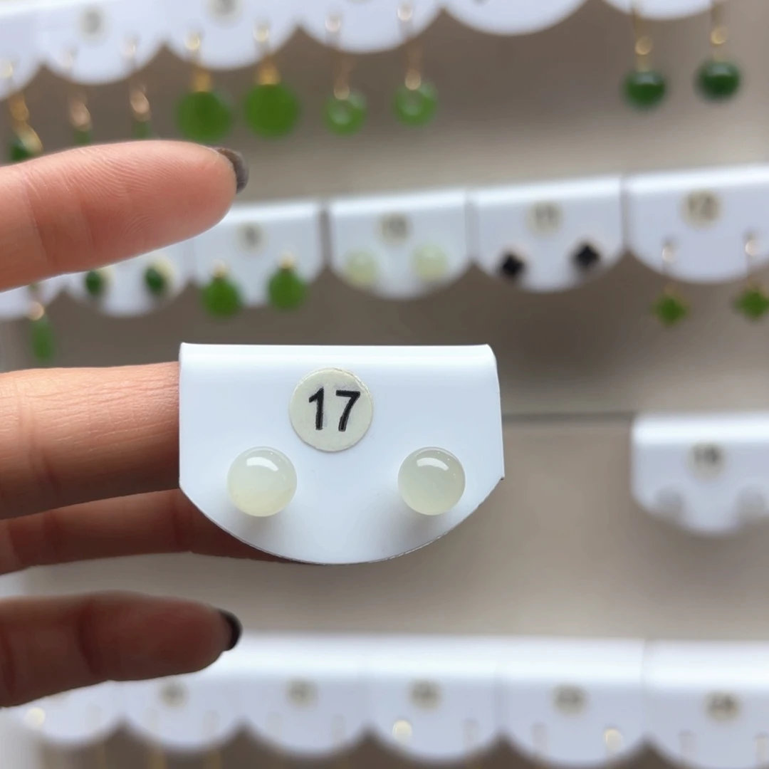 和田玉耳饰18K金镶嵌2