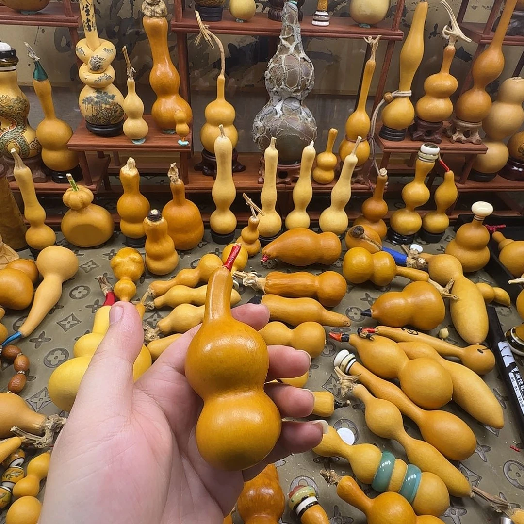 B***N木异形双脐长嘴八宝葫芦摆件手把