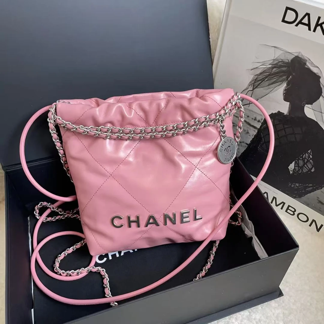 99新 Chanel/香奈儿 粉银牛22bagmini/12004785/代卖服务/12期