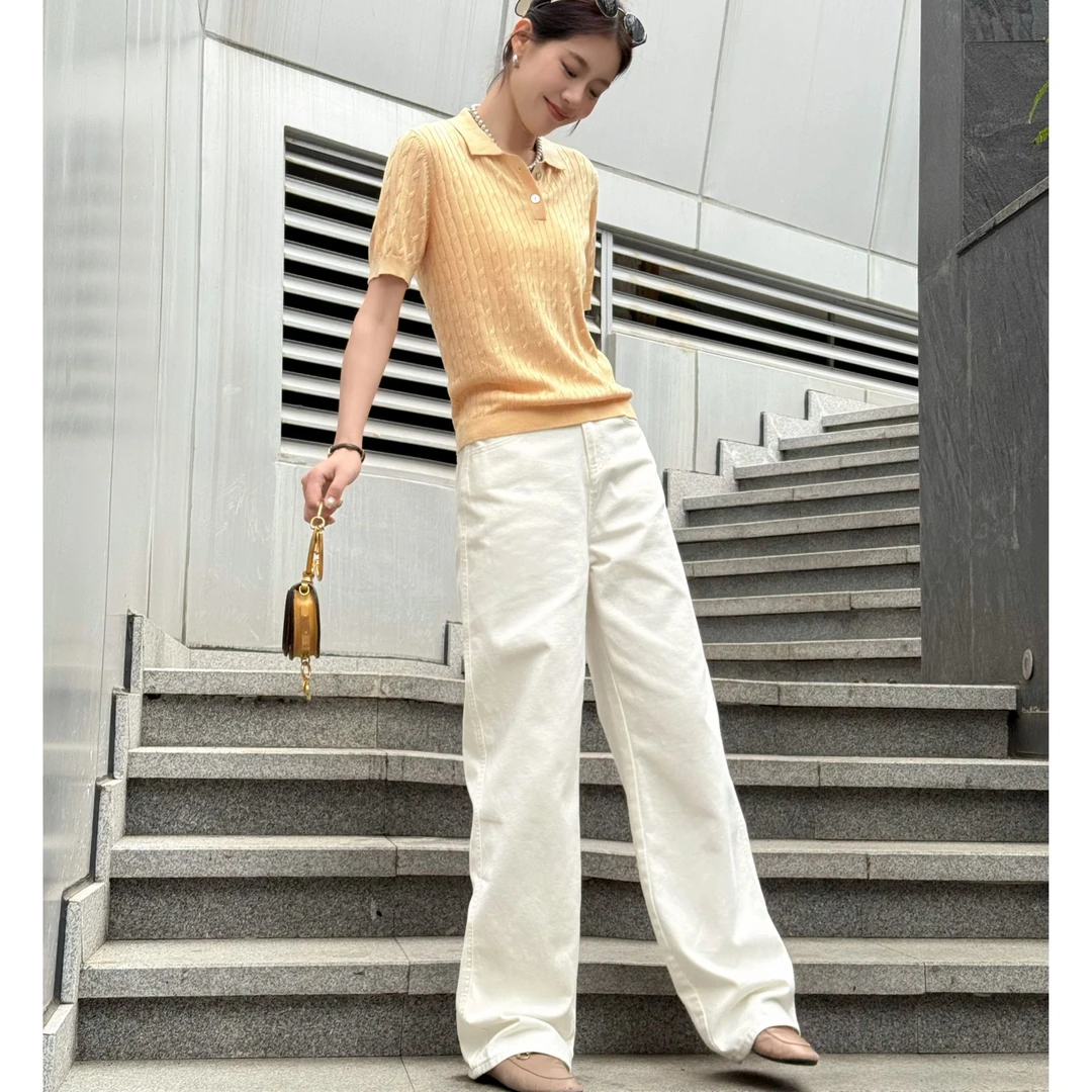 33【白牛】裤长110cm高个子穿搭加长显瘦 垂感直筒百搭白牛仔裤"