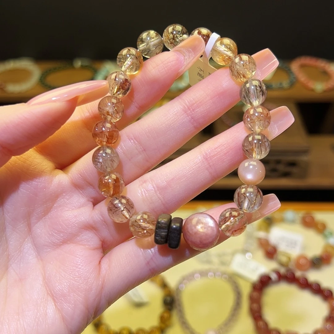 银S925镀金镶嵌手串水晶黑金超1607