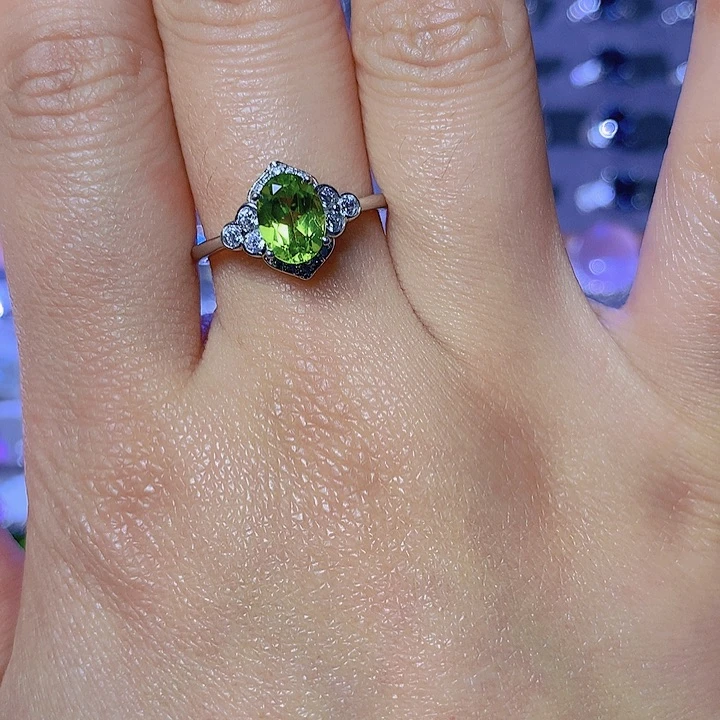 橄榄石戒指银S925镶嵌?***?