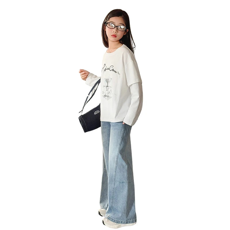 【1号链接】轻奢女大童宽松t恤T恤长袖圆领时尚上衣女春秋春季百搭