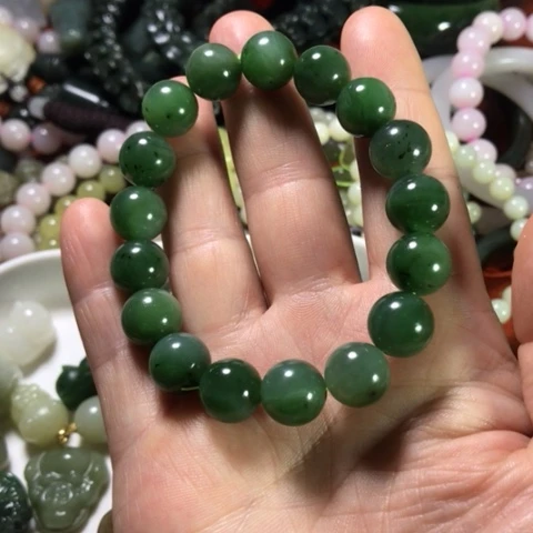 未镶嵌和田玉（碧玉）手机链涵*