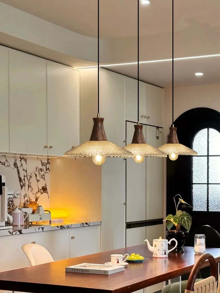 中古法式实木复古餐厅玄关吧台卧室床头美式玻璃小吊灯