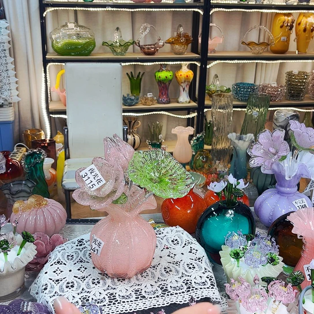 3花1瓶夜光家悦美居琉璃摆件