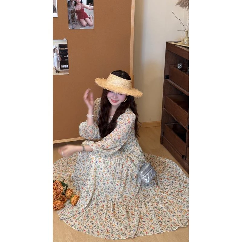 2025夏日甜美小碎花田野少女连衣裙韩系宽松长裙