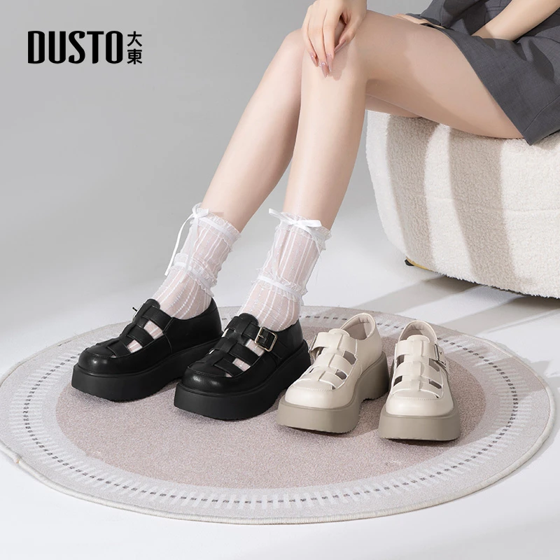 大东编织镂空罗马凉鞋2025夏季新款英伦时尚外穿百搭猪笼鞋0666