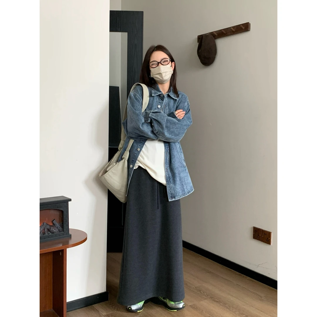 百搭后开衩羊毛裙  显瘦