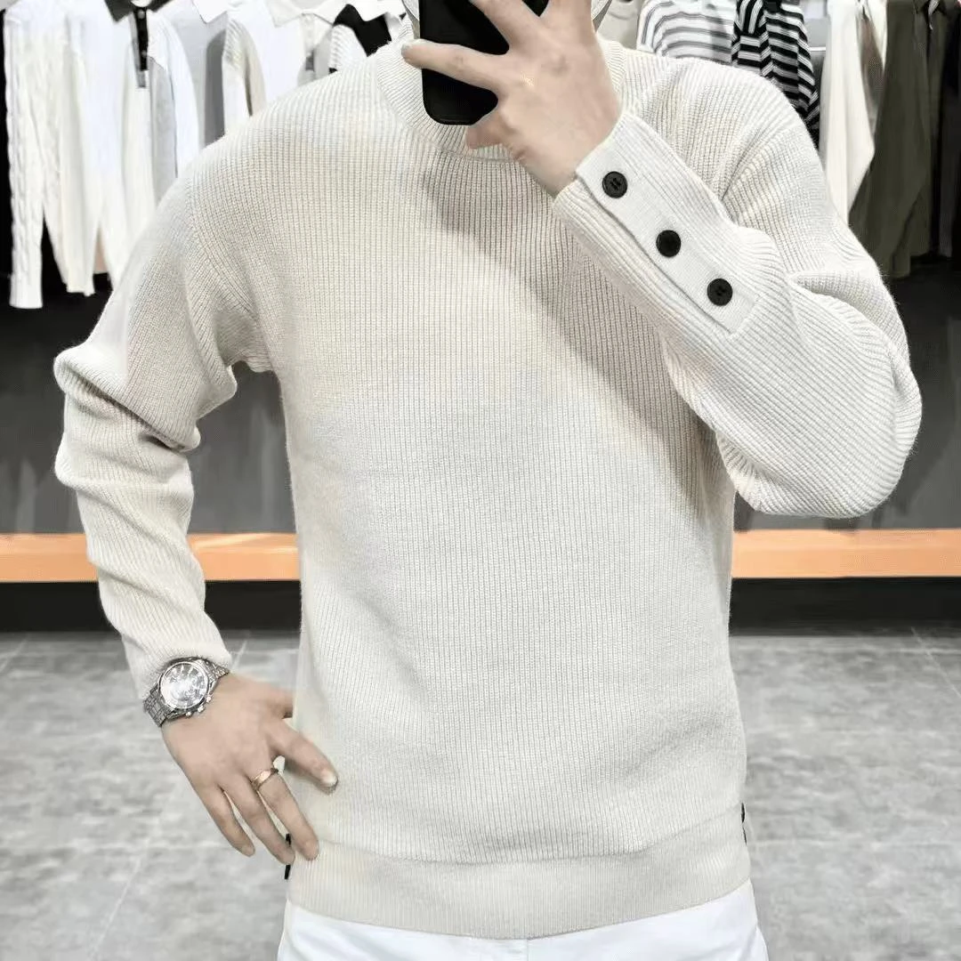 【专柜品质】欧货秋冬季男士针织衫轻奢气质纽扣商务休闲男装毛衣潮