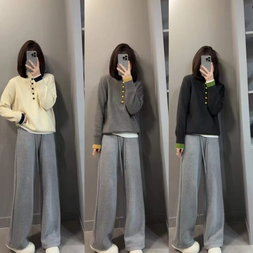 TY7 【小黄扣】韩货显瘦百搭小众款黄扣毛衣（衣长61）