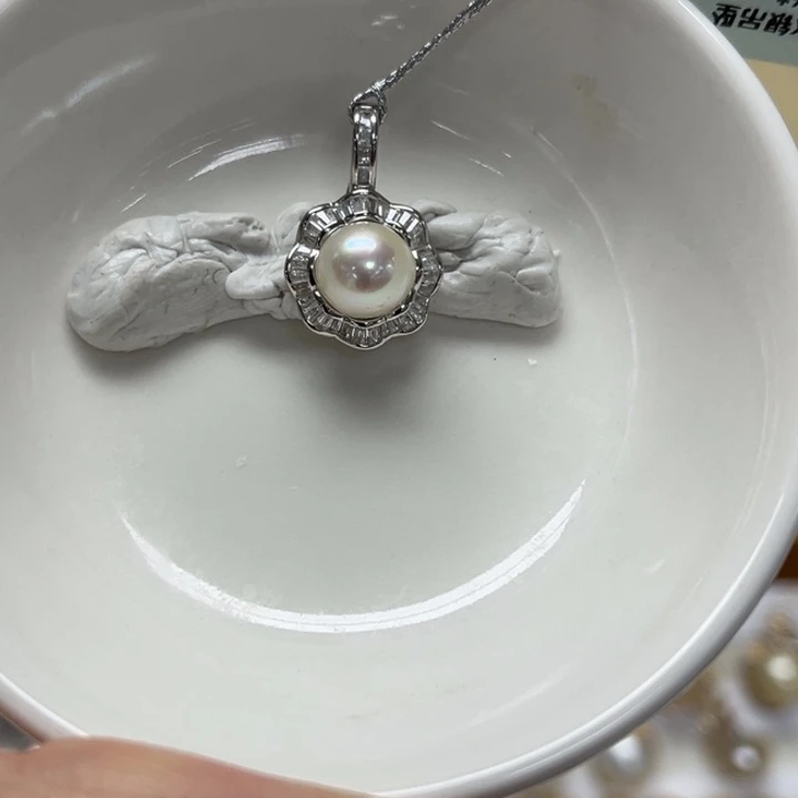 海水珍珠颈饰银S925镶嵌AK 8-9mm 73号