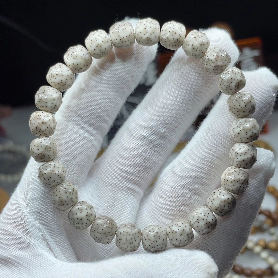 手串星月菩提SS级金标款9骨瓷白