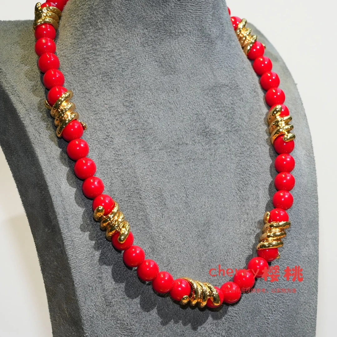 铜合金琉璃项链 中古饰品高级感小众独特复古项链SP054