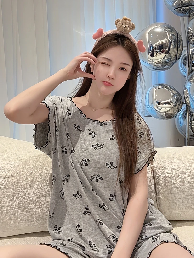 Disney/迪士尼大榕家大刘eva【满印米奇短袖】高定女款家居服睡衣