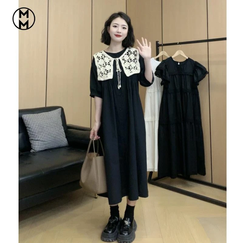 MM韩系甜美风披肩连衣裙女夏季新款大码胖宽松显瘦洋气中长裙