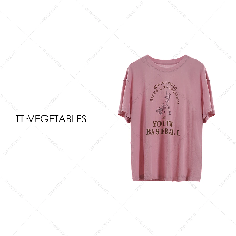 TT・VEGETABLES【序白】棒球 纯棉轻奢时尚印花圆领T恤515696