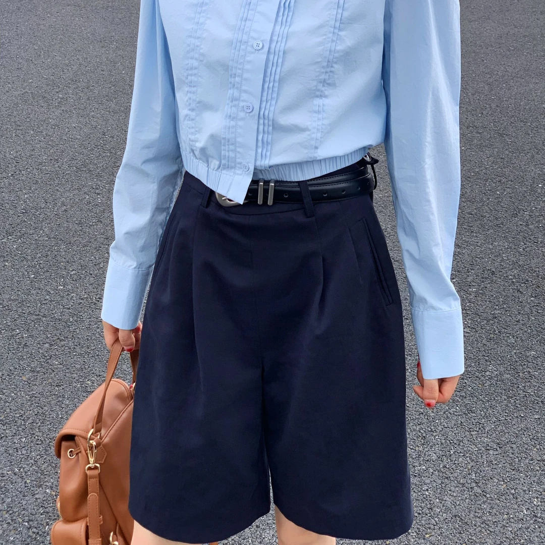 OUDOCKEE 鸥鸥【莱赛尔】四分短裤 百搭高腰显瘦短裤 KACX618T