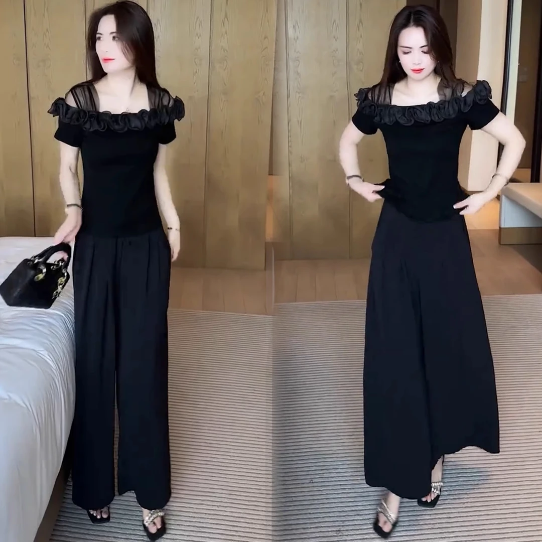 短袖衬衫女2025夏季新款洋气减龄显瘦系带网纱拼接气质短袖上衣潮