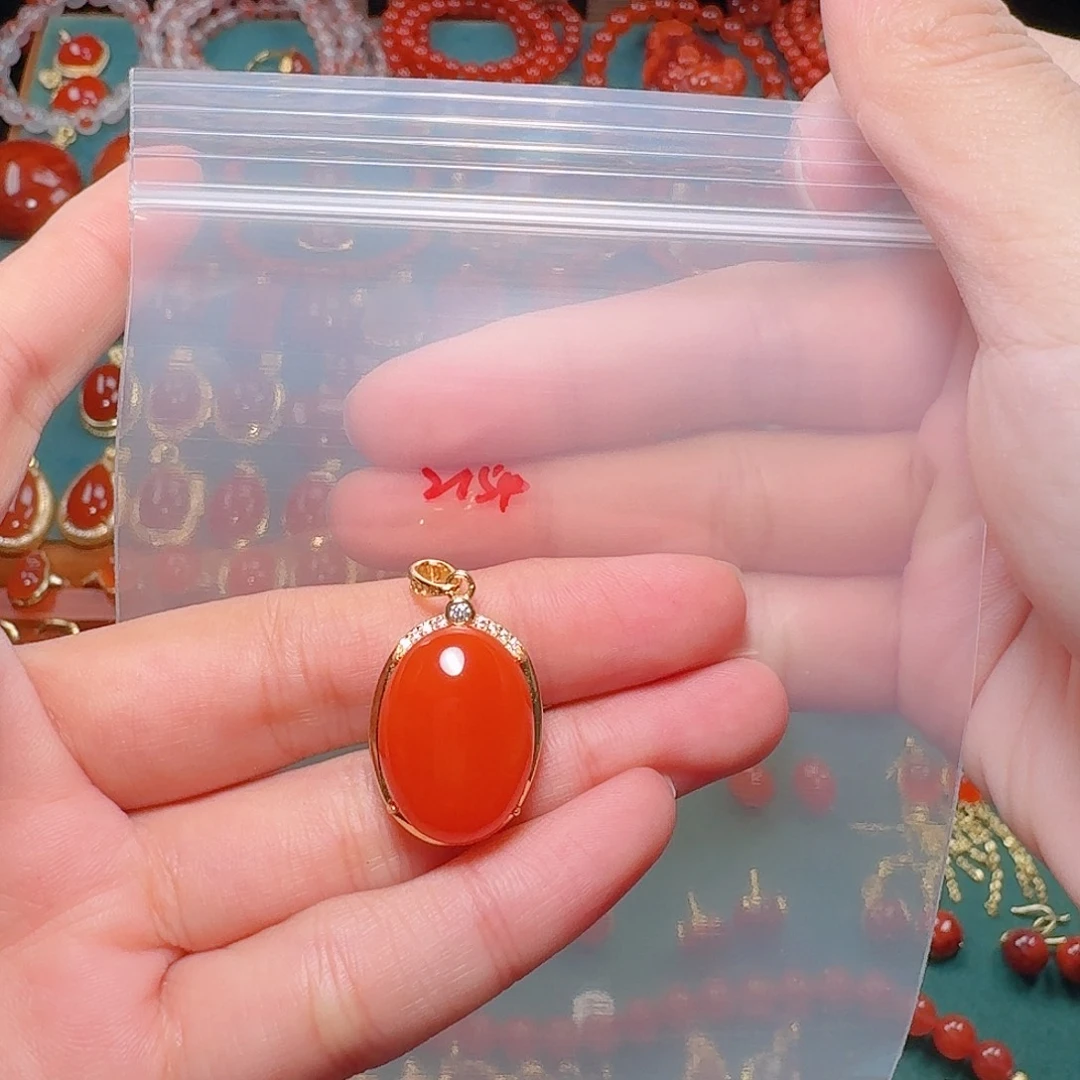 南红玛瑙银S925镶嵌吊坠