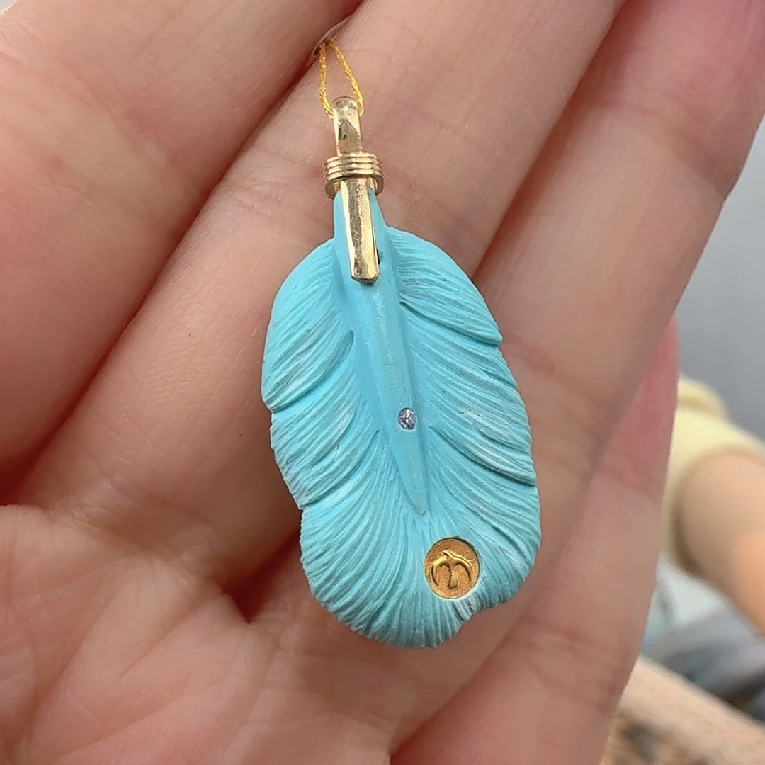 绿松石18K金镶嵌珠宝奇石