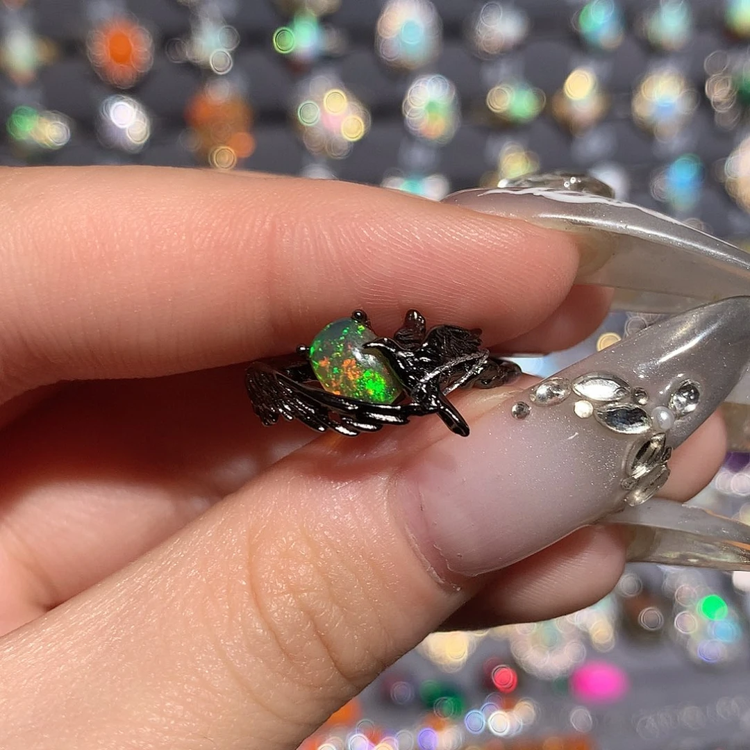 欧泊银S925镶嵌福利戒指w