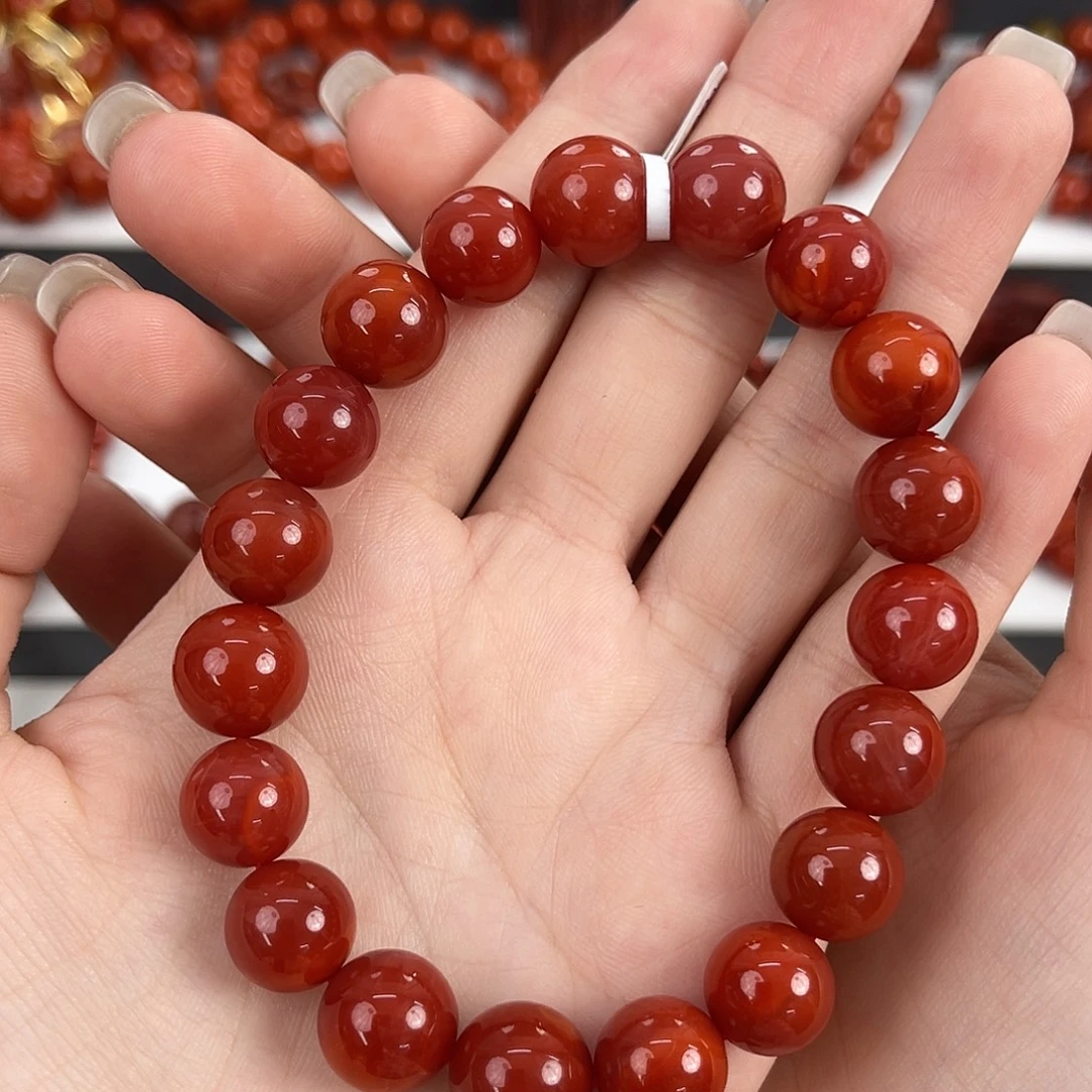 南红玛瑙未镶嵌瓦西牛血锦红11mm手串