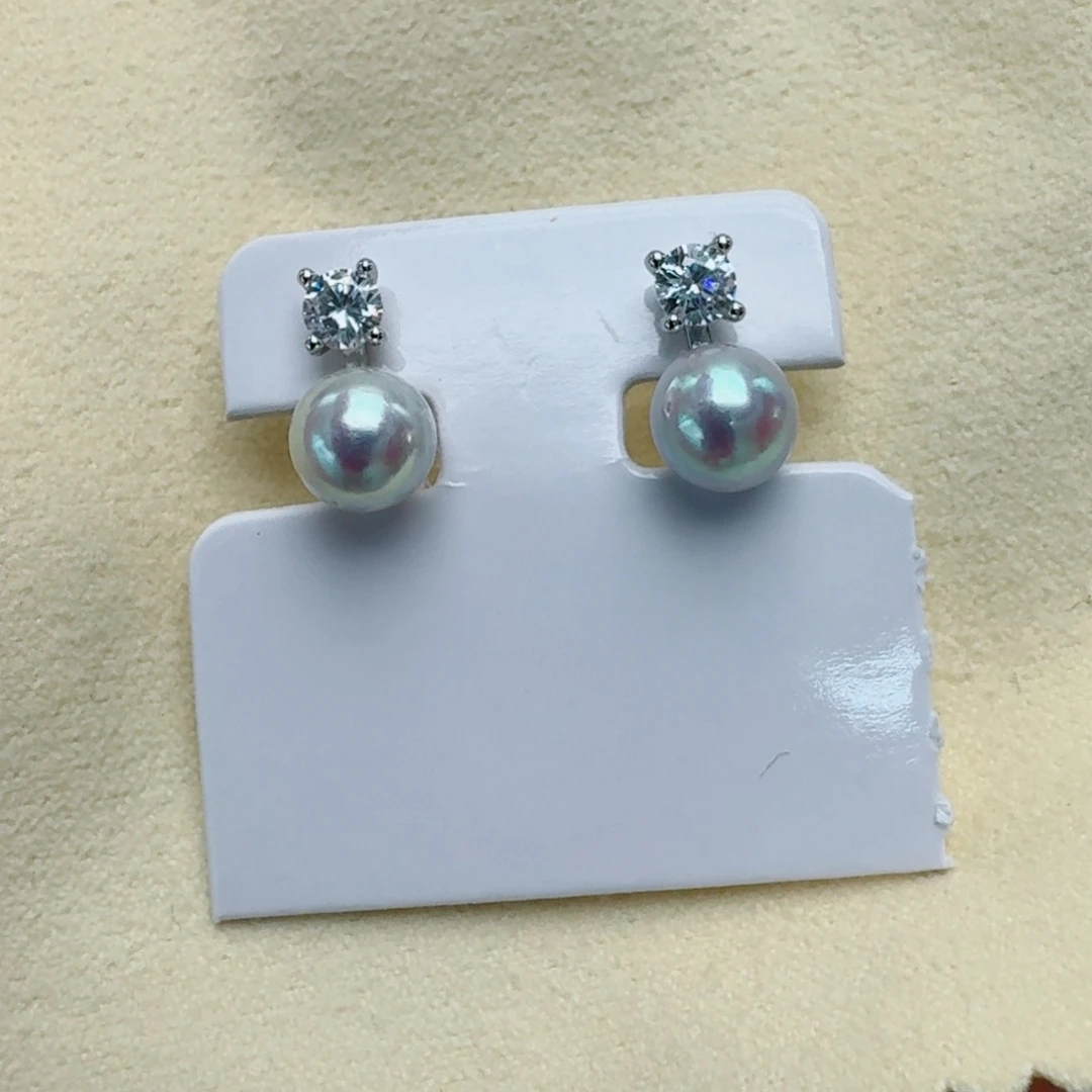 银S925镶嵌耳饰海水珍珠@@ye350