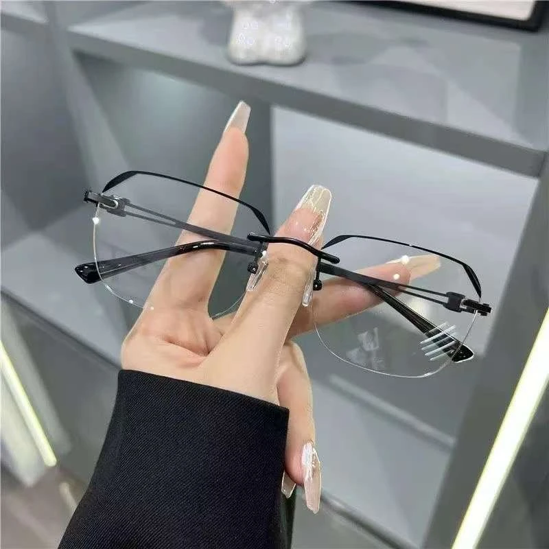 【轻奢高级感】商务无框黑边时尚老花镜男高清防蓝光护目高品质眼镜