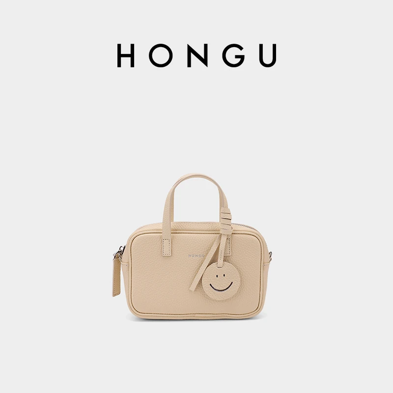HONGU/红谷女士包包头层牛皮手拎包单肩包休闲百搭斜跨包经典小包