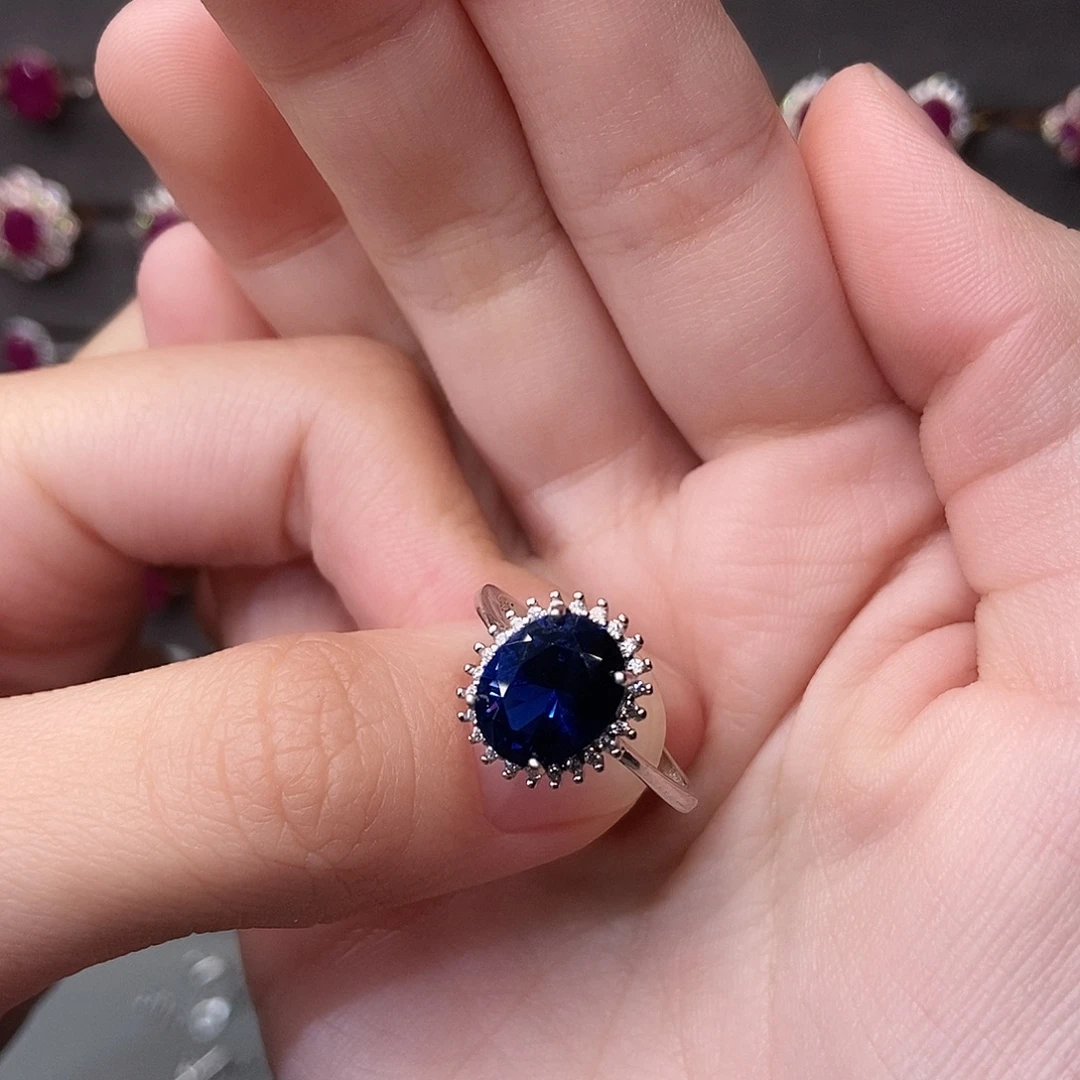 银S925镶嵌蓝宝石戒指