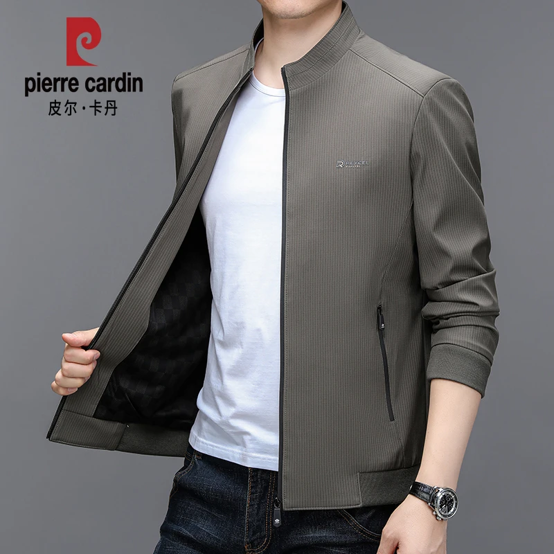 皮尔卡丹秋季中老年新款中年商务男装休闲立领夹克男士外套爸爸装