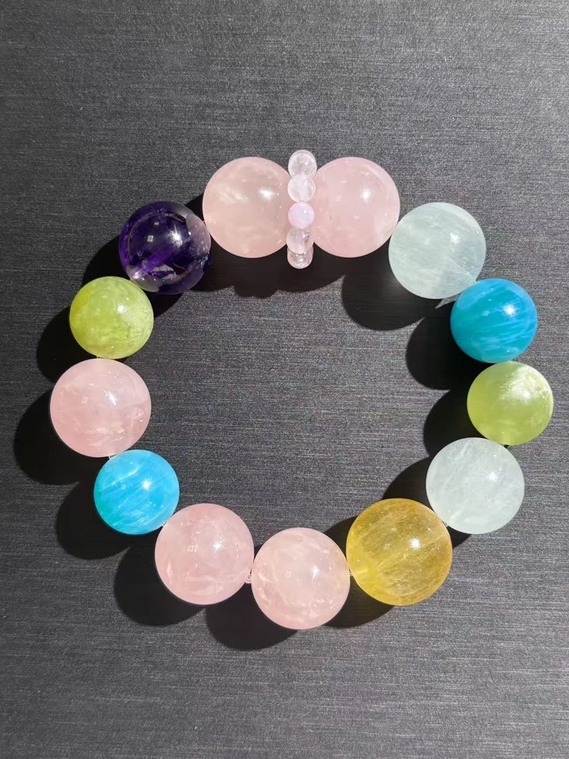 粉水晶多宝手链明星同款设计精美独具特色