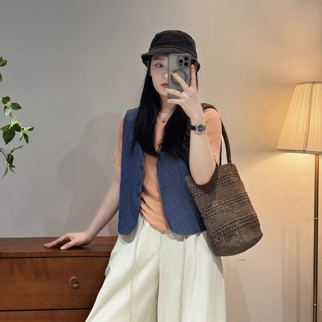 今婷牛仔马甲女款2025新款爆款坎肩外穿夏季马夹薄背心-M25201362