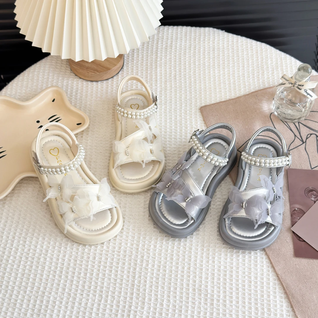 女童凉鞋2025夏季新款时尚女孩公主鞋中大童软底防滑儿童沙滩凉鞋