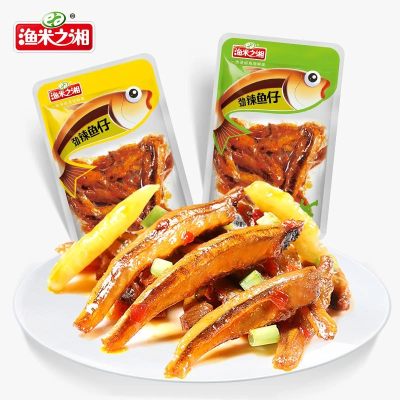 渔米之湘劲辣鱼仔散称g/包湖南特产零食小吃毛毛鱼香辣小鱼仔
