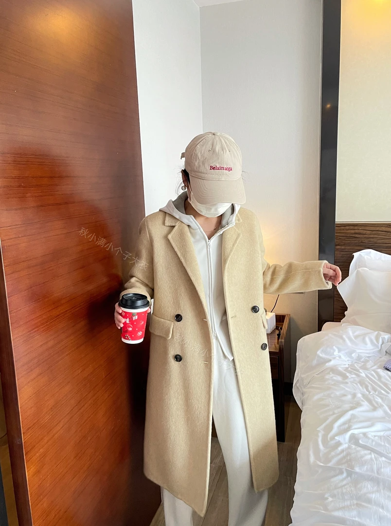 【晓雪专属】小个子中长款显瘦气质双面呢羊毛大衣2506