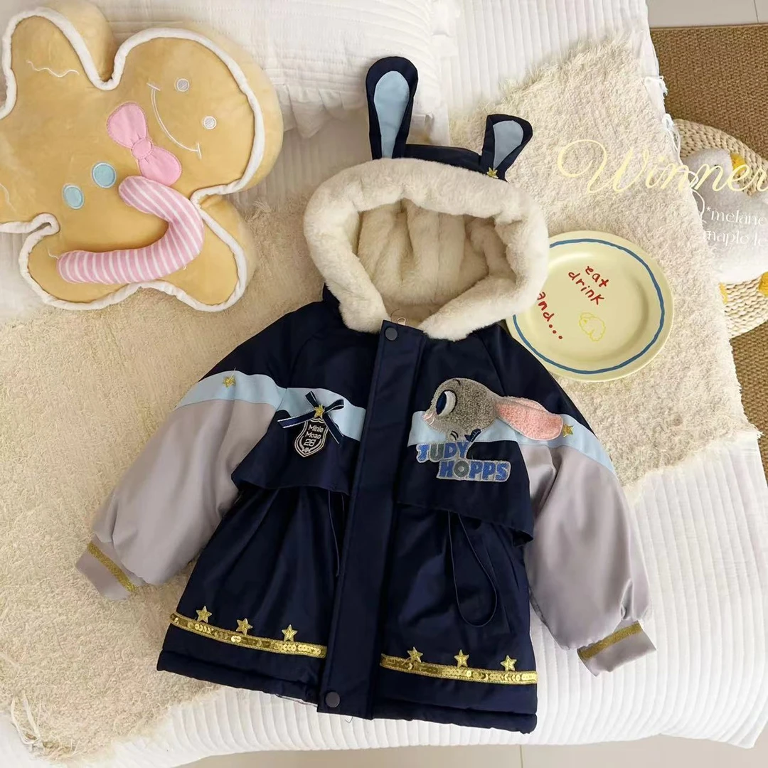 GP汤圆童装【兔子警官派克服】冬季甜酷重工厚绒收腰派克服 YA-3517