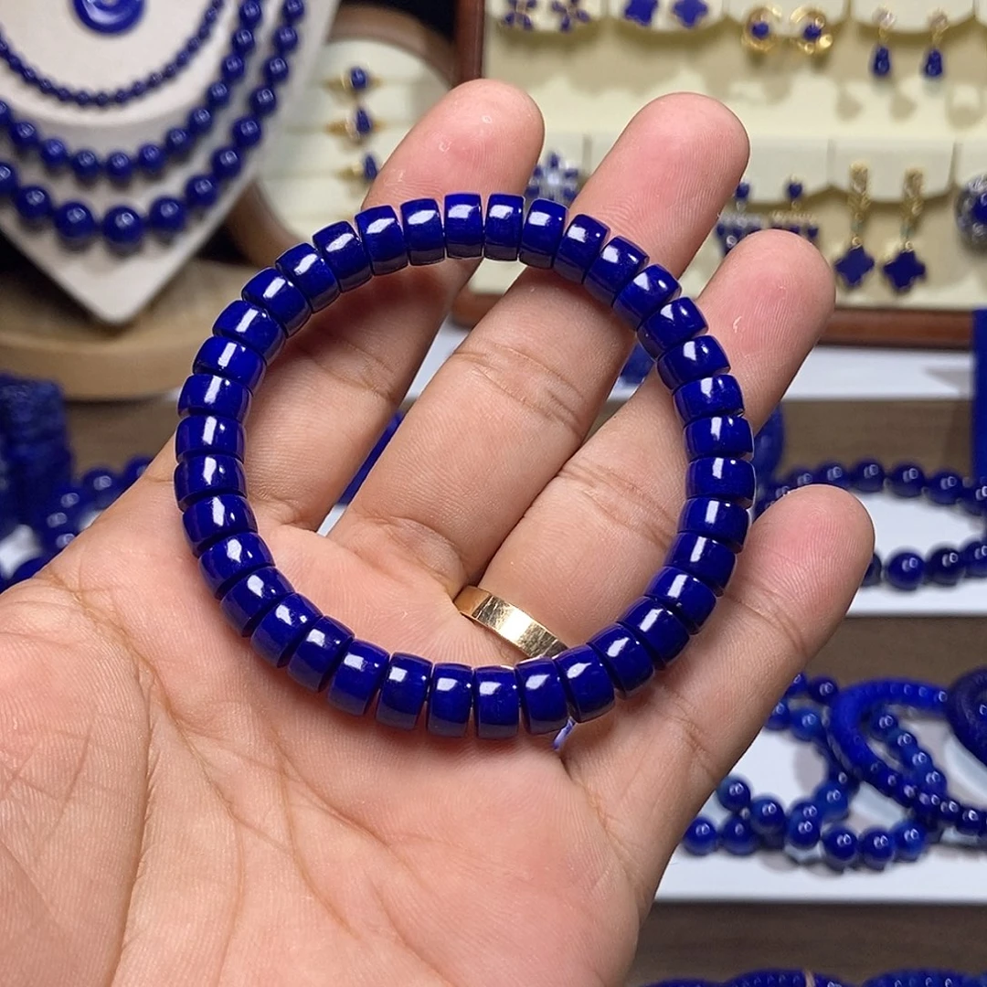 青金石未镶嵌顶高品 老矿 精工 直切药片 手串8+