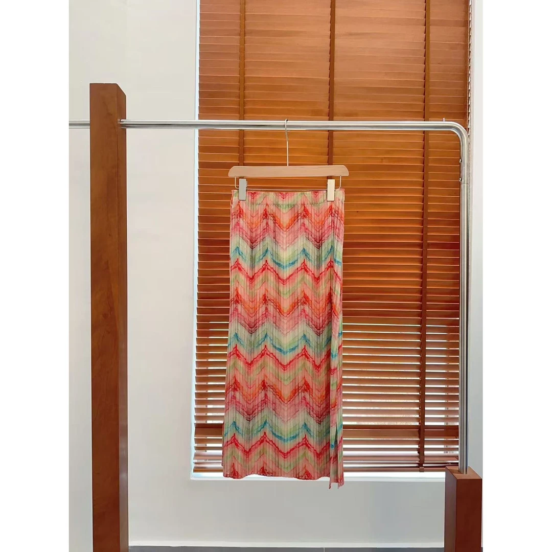 仲夏一梦三宅褶皱印花度假旅游弹力腰半身裙  SS251072